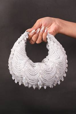 Liona silver suede embellished hobo bag 1
