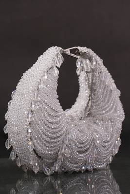 Liona silver suede embellished hobo bag 2