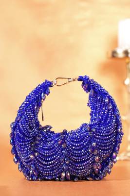 Liona royal blue suede embellished hobo bag 1