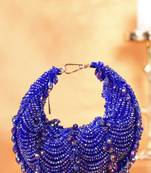 Liona royal blue suede embellished hobo bag