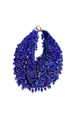 Liona royal blue suede embellished hobo bag 3