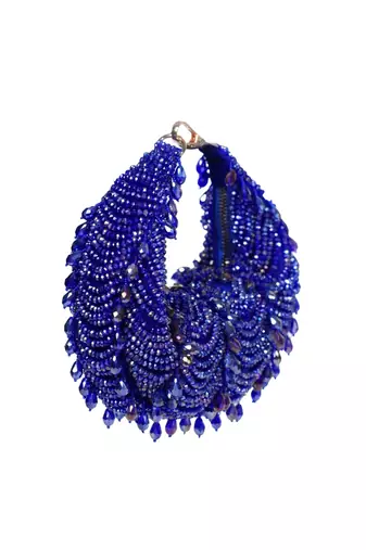 Liona royal blue suede embellished hobo bag
