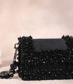 Elana black suede crystal embellished mini bag