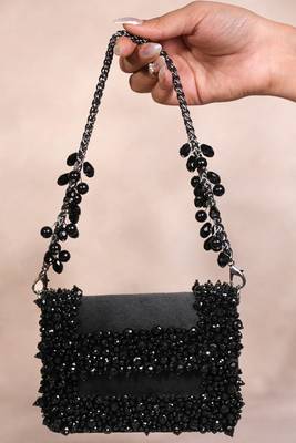 Elana black suede crystal embellished mini bag 3