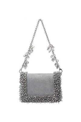 Elana grey suede crystal embellished mini bag 2