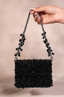 Kiyara black suede crystal embellished mini bag 2