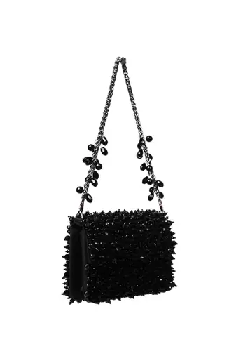 Kiyara black suede crystal embellished mini bag