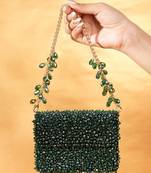 Kiyara green suede crystal embellished mini bag