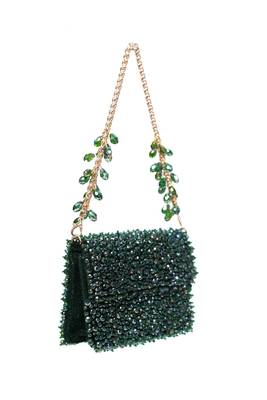 Kiyara green suede crystal embellished mini bag 3