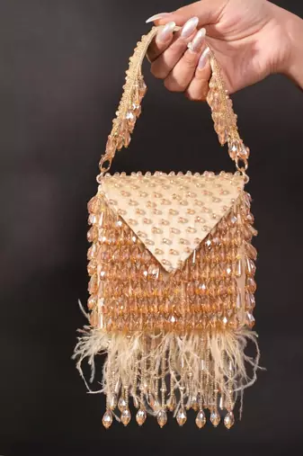 Luna gold suede embellished mini bag