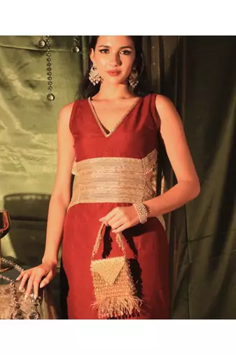 Luna gold suede embellished mini bag