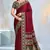 Maroon paisley floral printed crepe saree with printed unstitch blouse