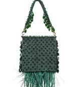 Luna green suede embellished mini bag