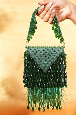 Luna green suede embellished mini bag 3
