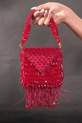 Luna maroon suede embellished mini bag 1