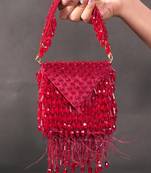 Luna maroon suede embellished mini bag