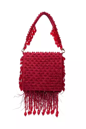 Luna maroon suede embellished mini bag