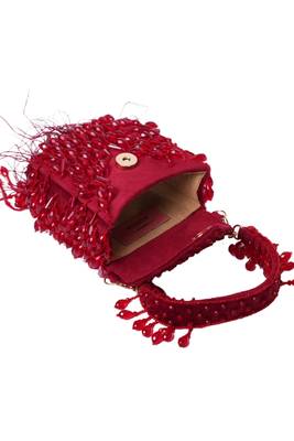 Luna maroon suede embellished mini bag 3