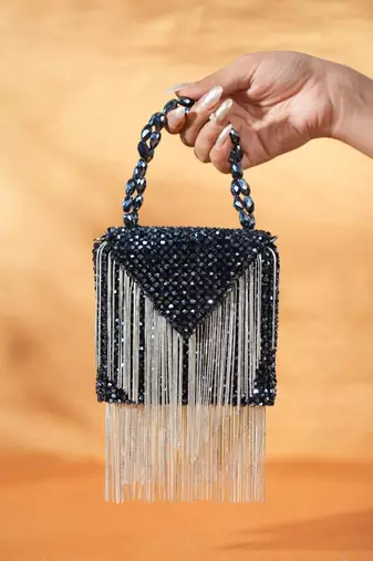 Natali navy blue embellished mini bag