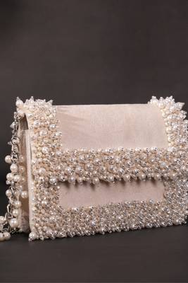 Aliya ivory suede pearl embellished mini bag 1