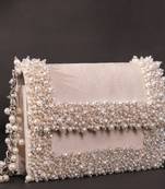 Aliya ivory suede pearl embellished mini bag