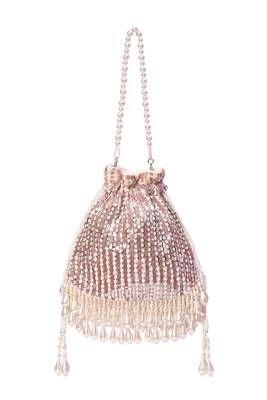Aurelia pink suede embellished potli 1
