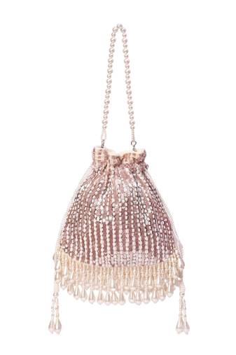Aurelia pink suede embellished potli