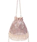 Aurelia pink suede embellished potli