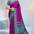 Purple paisley floral printed crepe saree with printed unstitch blouse