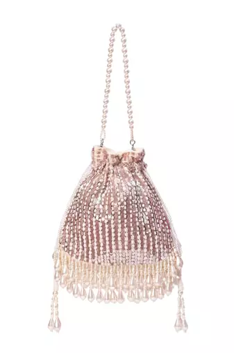 Aurelia pink suede embellished potli