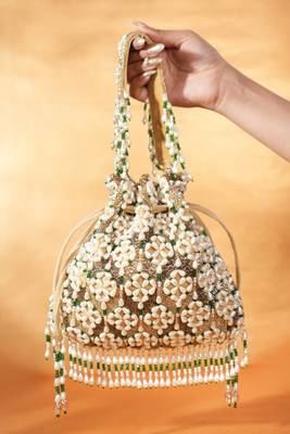 Falak gold suede embellished potli 1