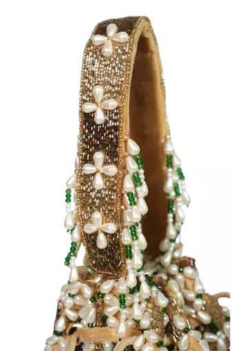 Falak gold suede embellished potli