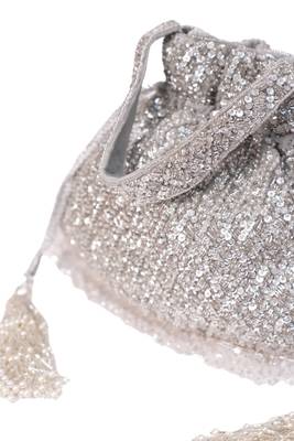 Sitara silver suede sequin embellished potli 3