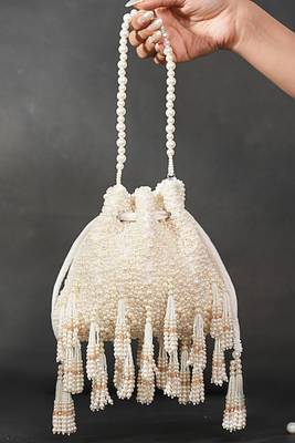 Emma ivory suede pearl embellished potli 2