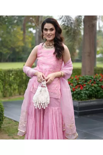 Emma ivory suede pearl embellished potli