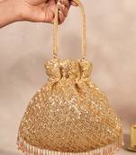 Sitara gold suede sequin embellished potli