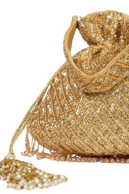Sitara gold suede sequin embellished potli 3