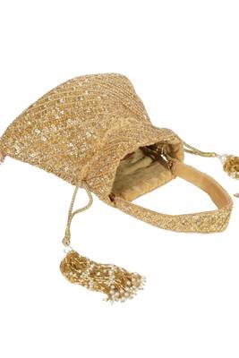 Serin gold pastel suede embellished potli 1