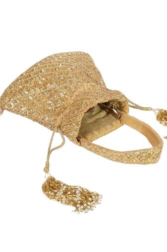 Serin gold pastel suede embellished potli