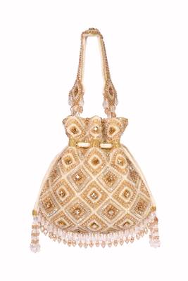 Serin gold pastel suede embellished potli 3