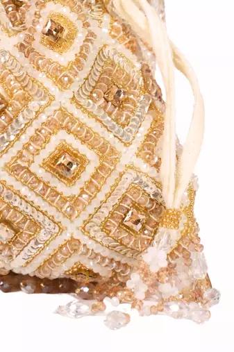 Serin gold pastel suede embellished potli