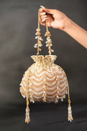 Gulzar gold & silver georgette embellished potli