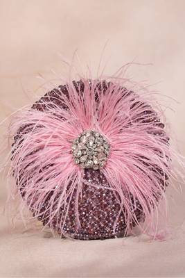 Kiraz lilac suede embellished clutch 1