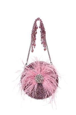 Kiraz lilac suede embellished clutch 2