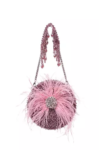Kiraz lilac suede embellished clutch