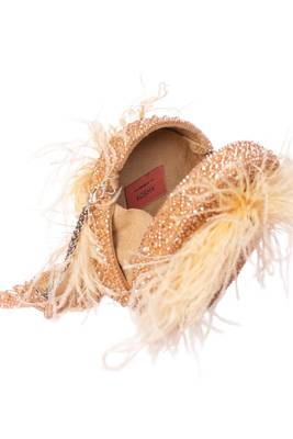 Kiraz gold suede embellished clutch 3