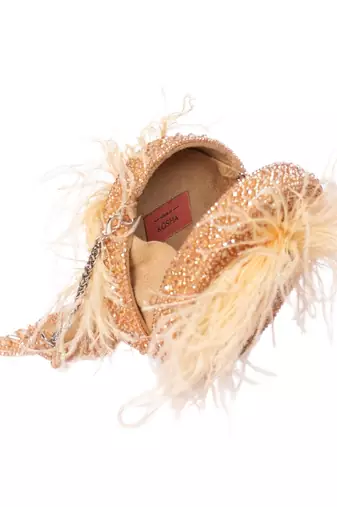 Kiraz gold suede embellished clutch
