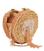 Amna gold suede embellished round bag