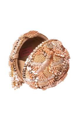 Velora gold georgette embellished round bag 1