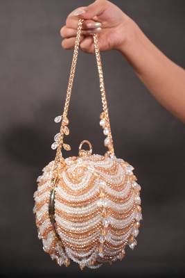 Velora gold georgette embellished round bag 2
